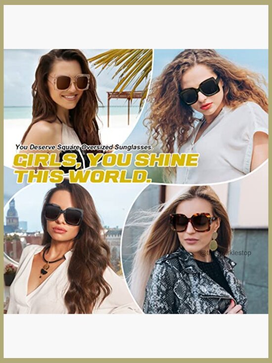 Oversized Square Frame Sunglasses Retro Vintage Trendy Shades main image 4